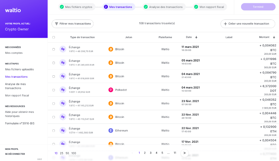 Waltio 8 verification transactions cryptomonnaies