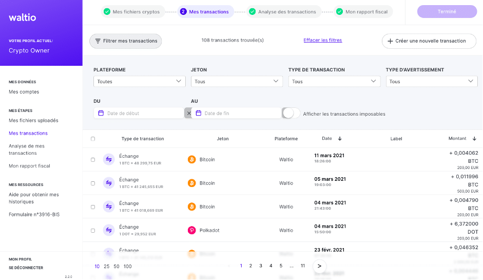 Waltio 9 classement transactions cryptomonnaies