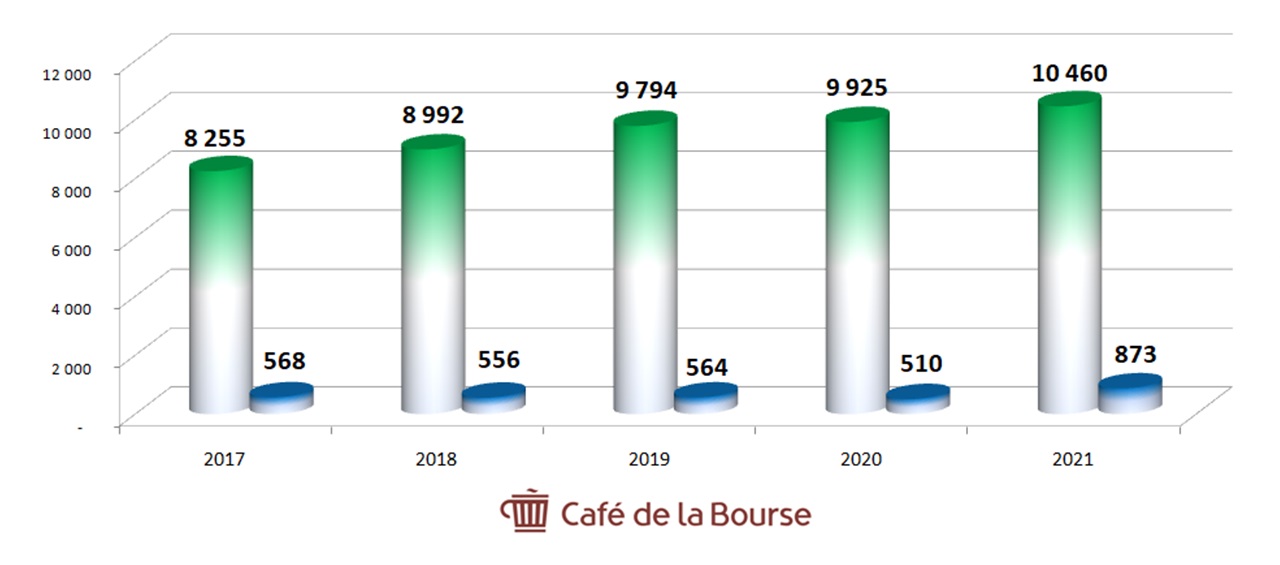 diagrame chiffre d'affaires et benefices ALD