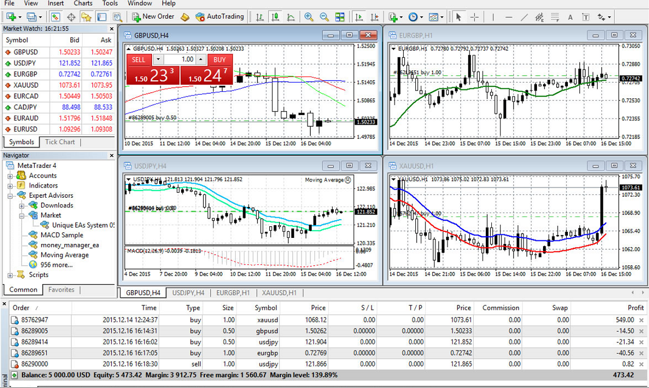 plateforme Metatrader 4 visuel