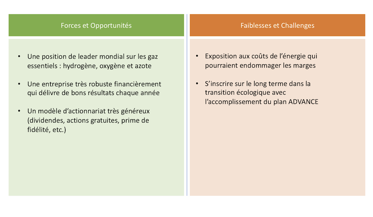 Infographie - forces-faiblesses Air Liquide juin 2022