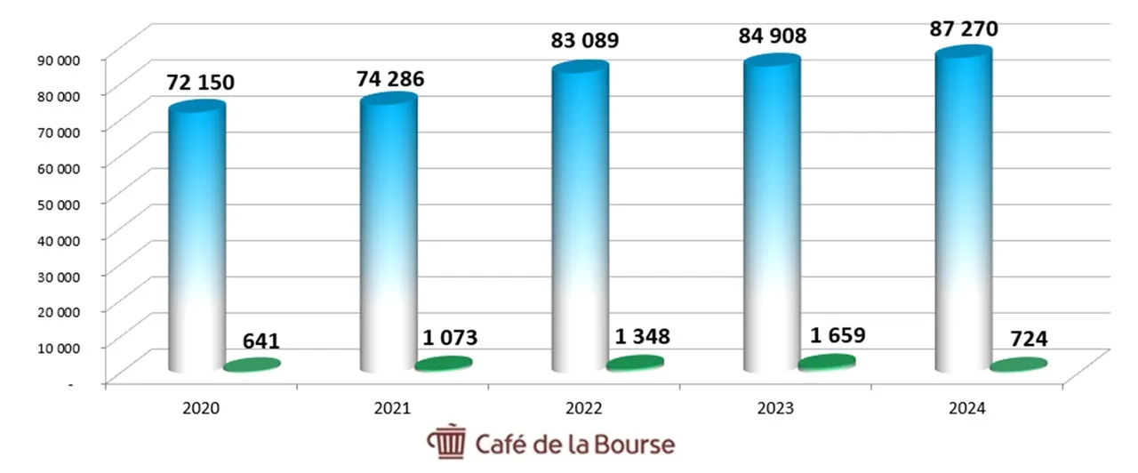 Diagramme CA benefices action Carrefour juillet 2025