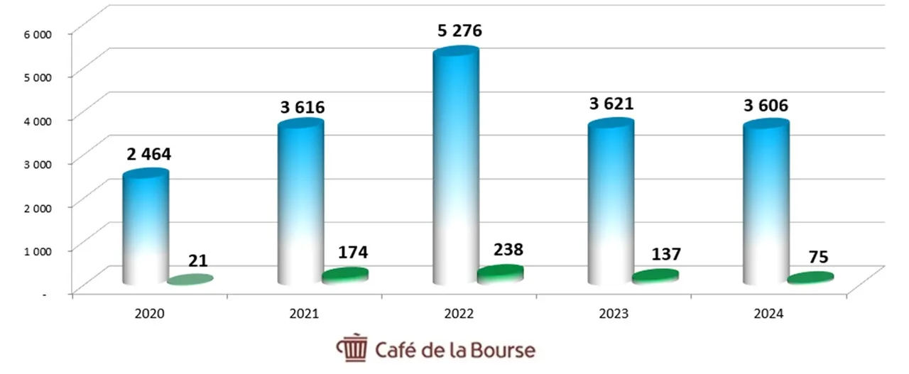 Diagramme CA benefices action Derichebourg juillet 2025