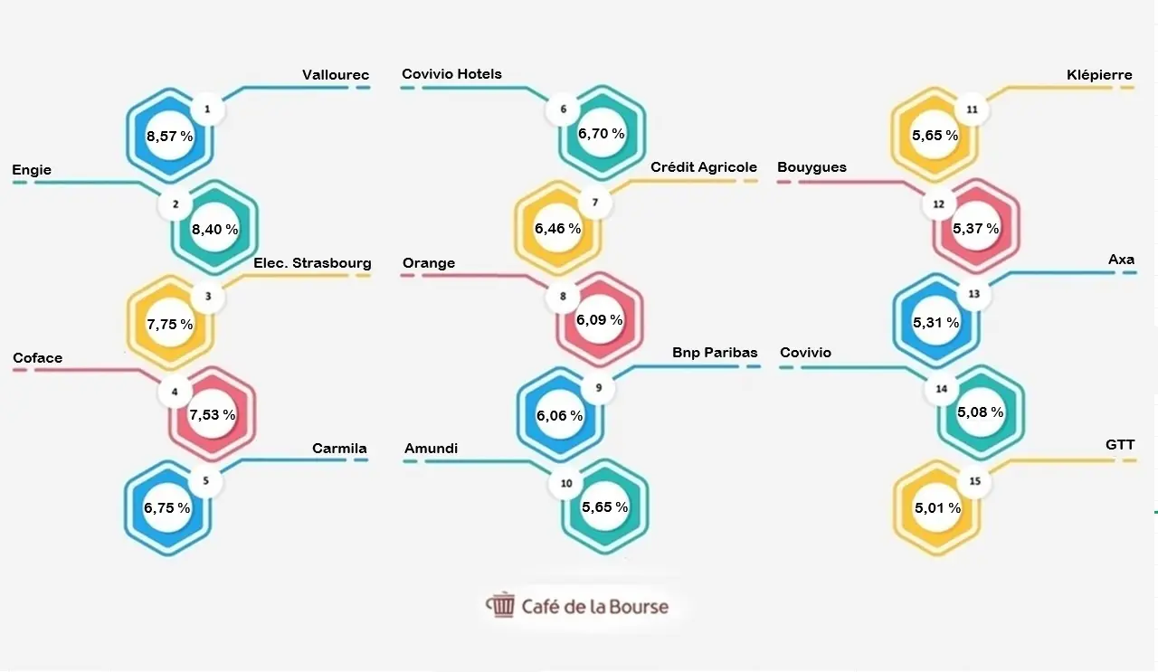 Bourse : Top 15 des actions françaises au meilleur dividende en 2025