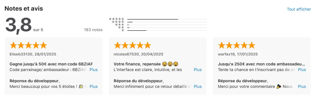Notes et avis clients Wigl sur AppStore