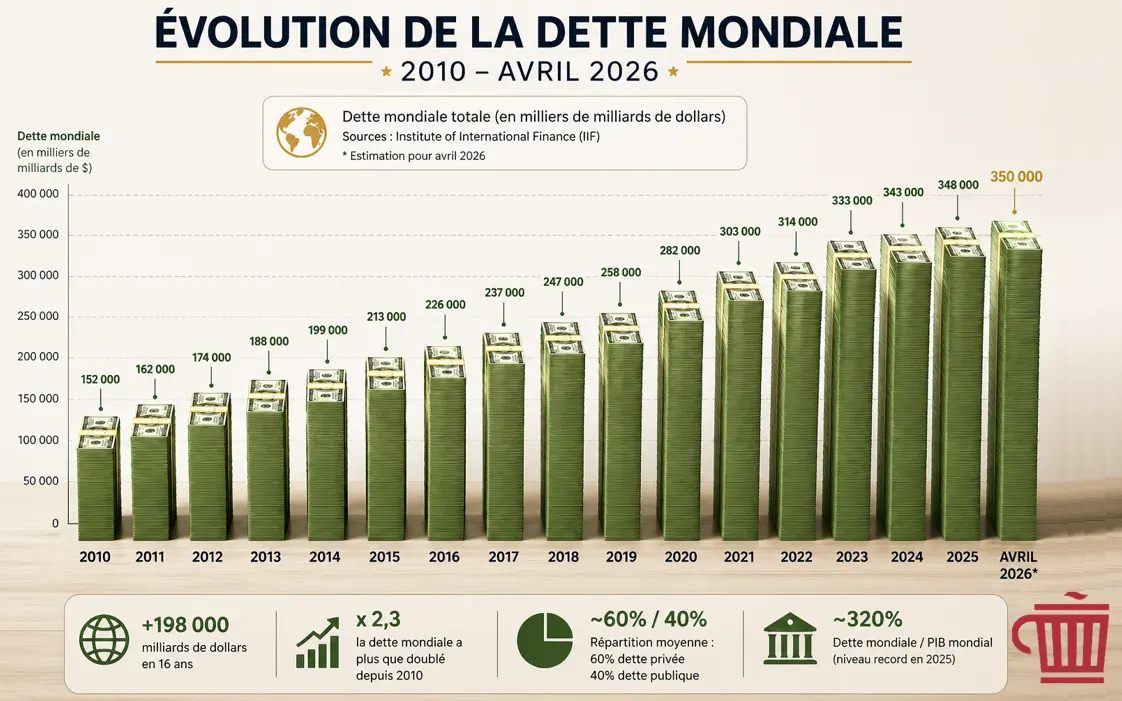 evolution de la dette mondiale-cafe-de-la-bourse