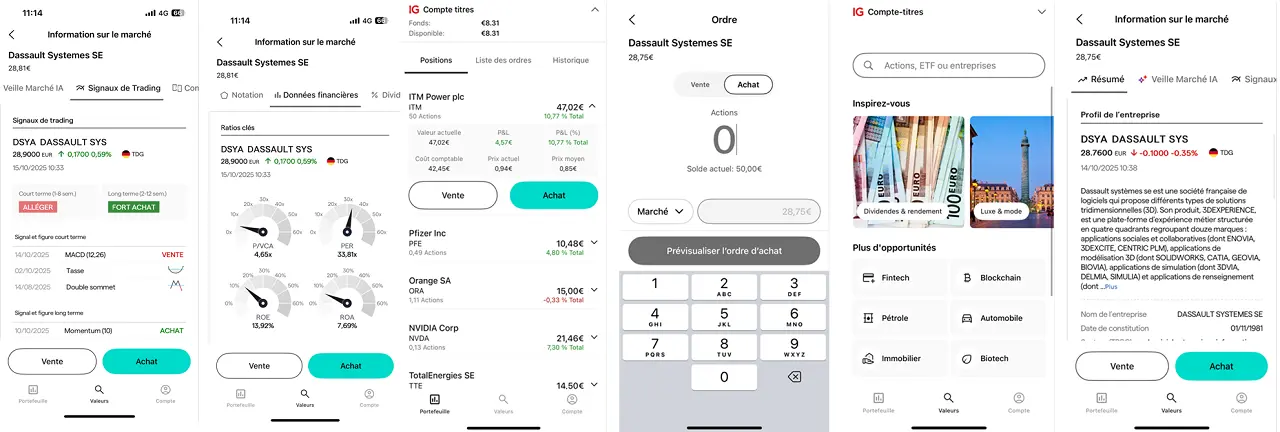 illustration application investissement IG