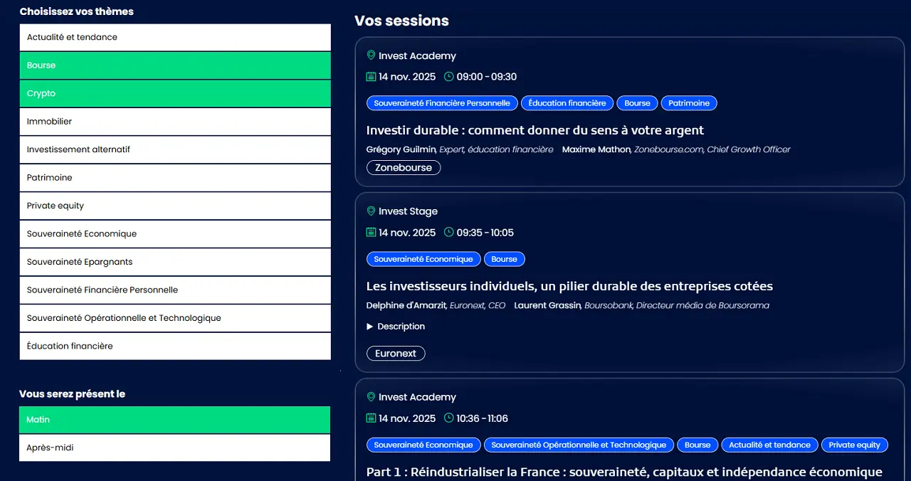parcours thematique paris investor week