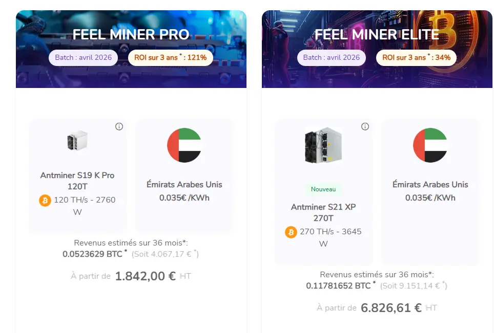 exemple machines minage janvier 2026