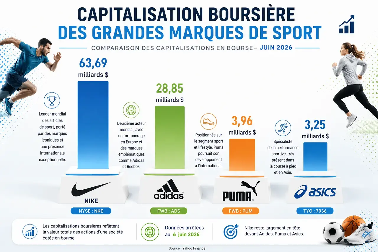 comparaison marque sport capitalisation bourse juin 2026 cafe de la bourse
